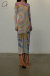 CONSTANÇA ENTRUDO sunset monster print mesh long skirt AW23_DRE05